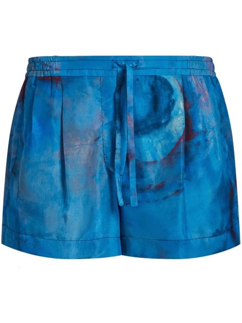 Marni drawstring-waist silk shorts - Blue - zdjęcie produktu nr 1