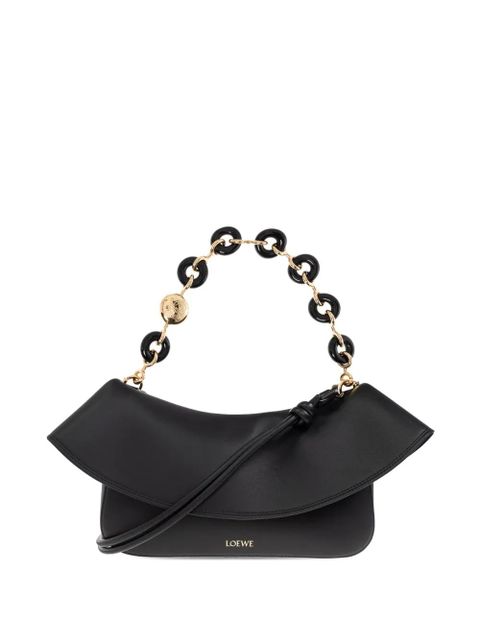 LOEWE chain-link ruffled shoulder bag - Black - zdjęcie produktu nr 1