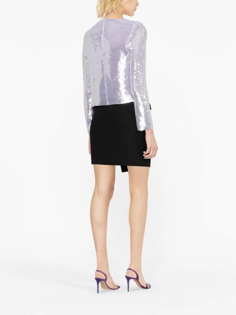Self-Portrait sequin long-sleeve top - Purple