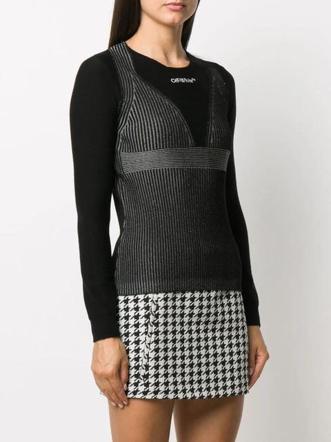 Off-White crew-neck ribbed-knit jumper - 1001 BLACK WHITE