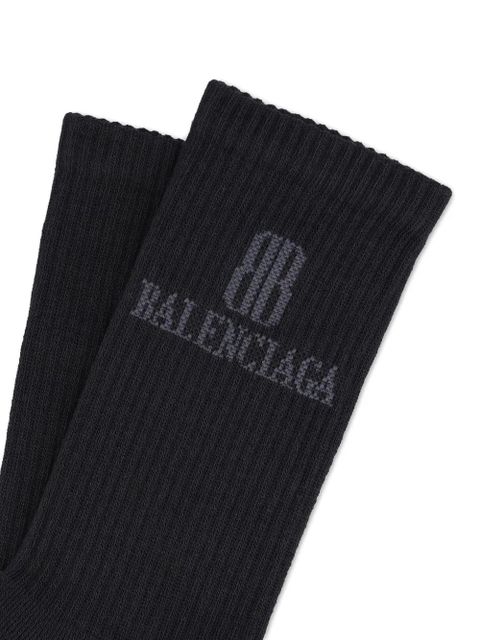 Balenciaga logo ribbed socks - Black