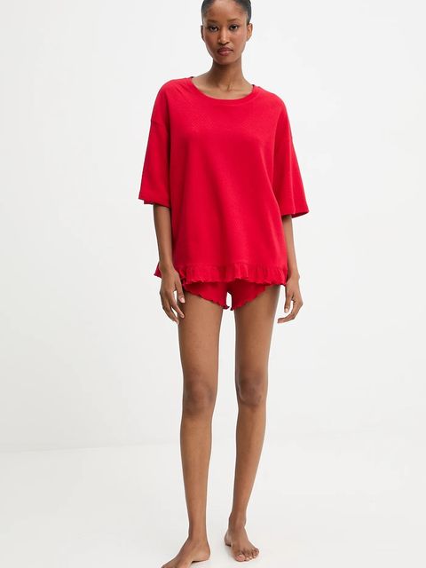 Answear Lab piżama bawełniana kolor czerwony bawełniana