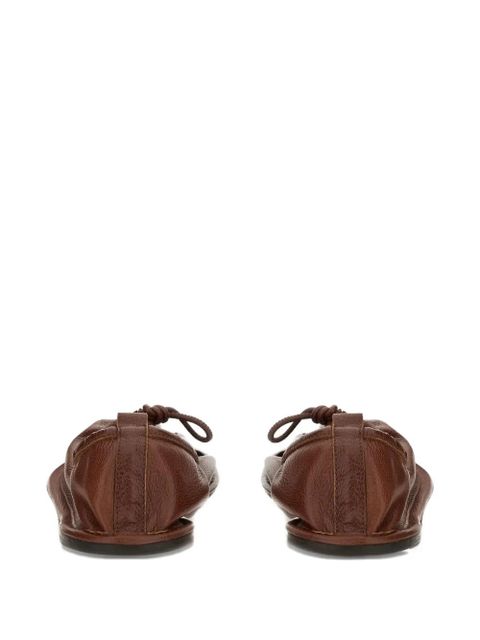Hereu puntera gathered leather ballet flats - Brown
