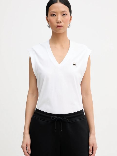 Karl Lagerfeld top bawełniany IKON kolor biały B1W17036 - zdjęcie produktu nr 1