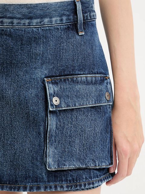 G-Star spódnicospodnie jeansowe damskie kolor granatowy gładkie high waist D26173-D788