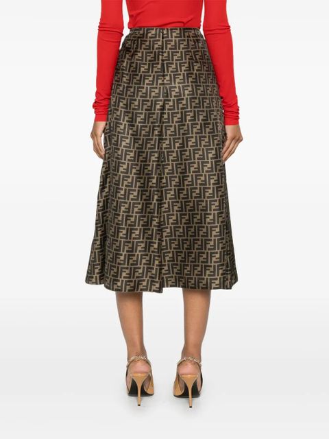 FENDI FF-pattern print midi skirt - Brown