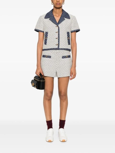 Gucci short-sleeved geometric-pattern jacket - Neutrals - zdjęcie produktu nr 2