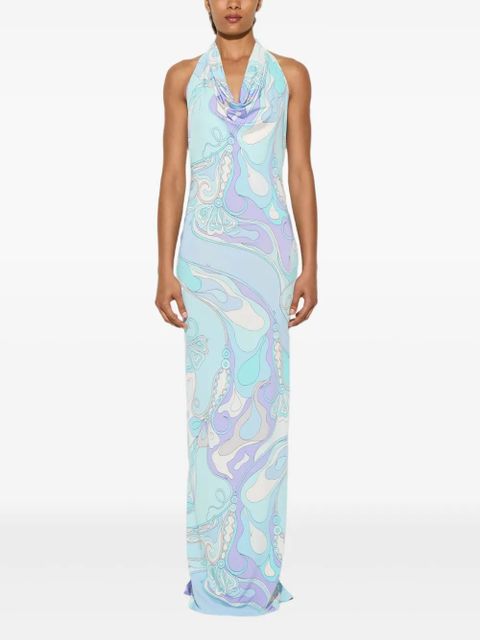 PUCCI orchidee-print maxi dress - Blue
