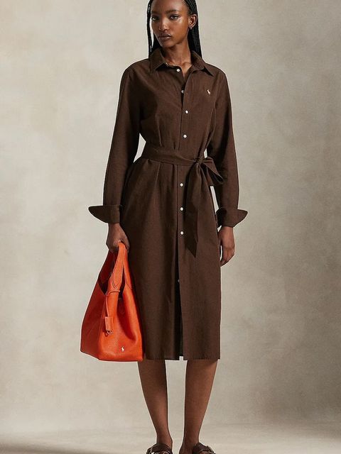 Polo Ralph Lauren sukienka z dodatkiem lnu kolor brązowy mini rozkloszowana 211A96346 - zdjęcie produktu nr 1