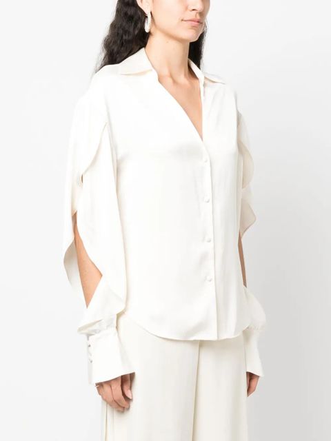 Simkhai V-neck draped-sleeve shirt - Neutrals