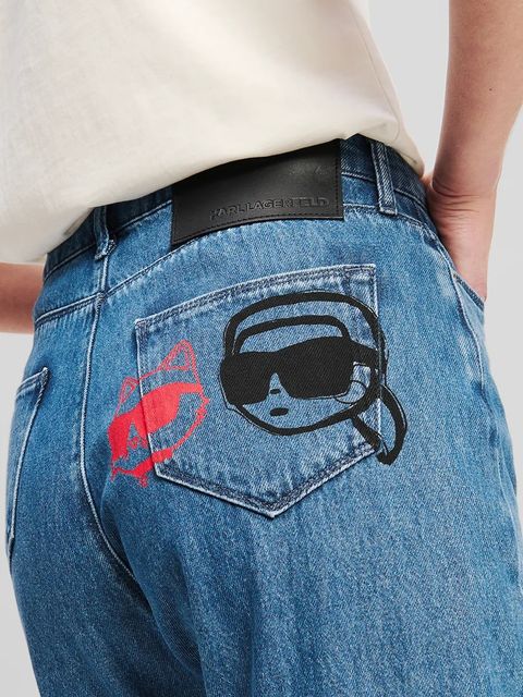 Karl Lagerfeld jeansy IKON damskie kolor niebieski A2W10152