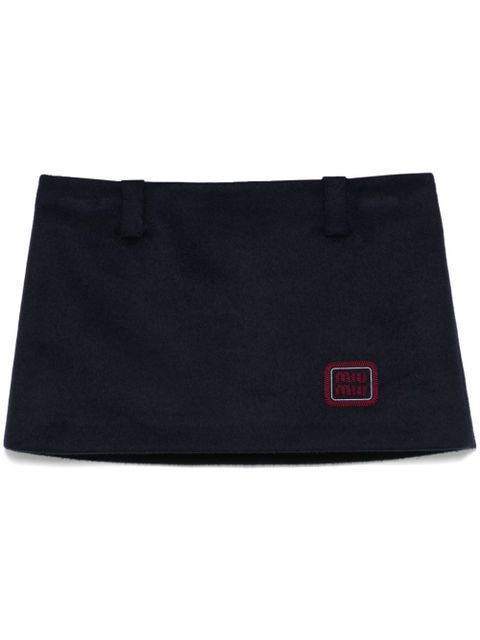 Miu Miu logo-embroidered mini skirt - Blue - zdjęcie produktu nr 1