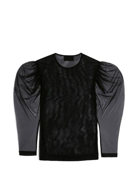 Simone Rocha sheer draped-sleeve top - Black - zdjęcie produktu nr 2