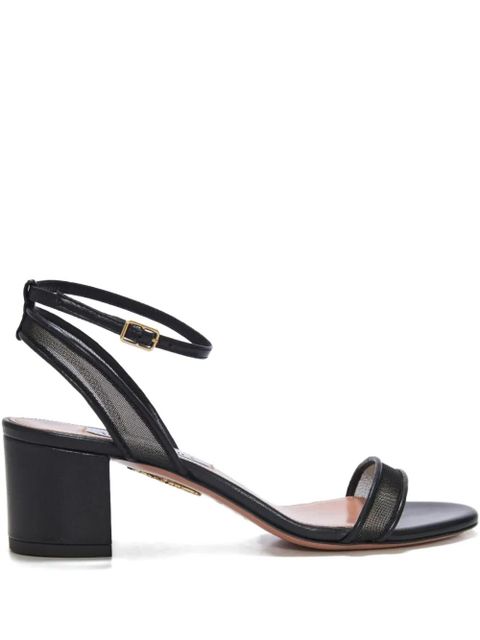 Aquazzura 50mm Minimalist mesh-panel block-heel sandals - Black