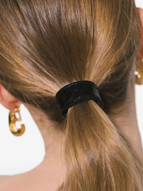 Jennifer Behr leather-embossed mini pony wrap - Black