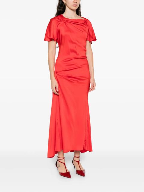 Victoria Beckham draped-shoulder midi dress - Red