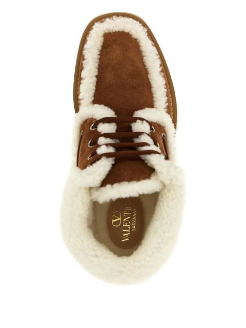 Valentino Garavani VLogo-detail lace-up leather boots - Brown