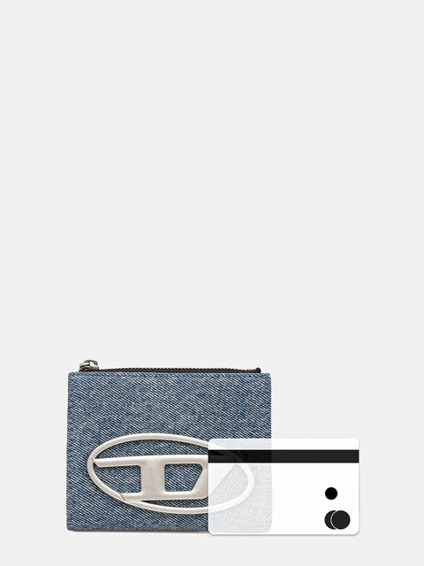 Diesel portfel bawełniany 1DR 1DR BI-FOLD ZIP II damski kolor niebieski X09888.P1730