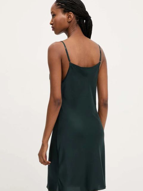 Answear.LAB koszulka nocna damska kolor zielony satynowa