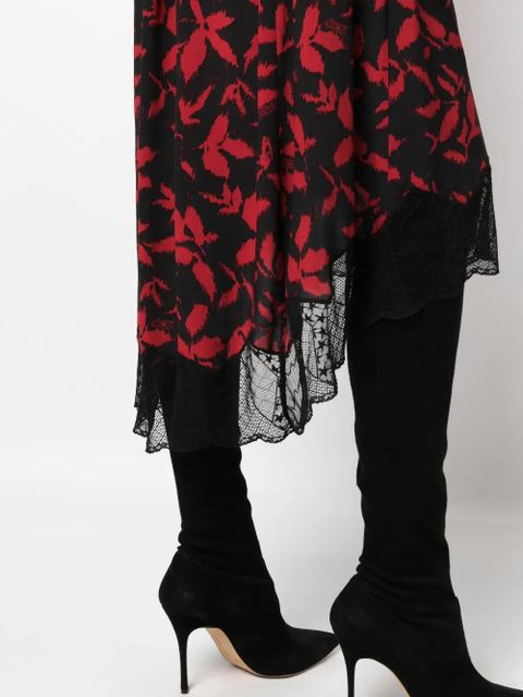 Zadig&Voltaire Joslin leaf-print midi skirt - Black