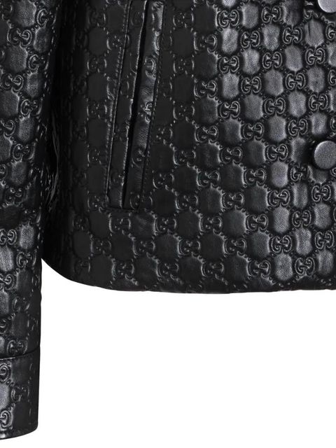 Gucci GG embossed leather jacket - Black