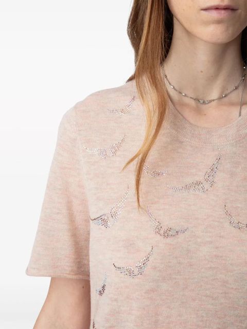 Zadig&Voltaire Ida crystals cashmere top - Neutrals