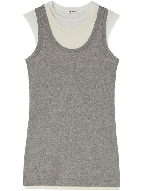 Jil Sander layered cotton tank top - Grey - zdjęcie produktu nr 1