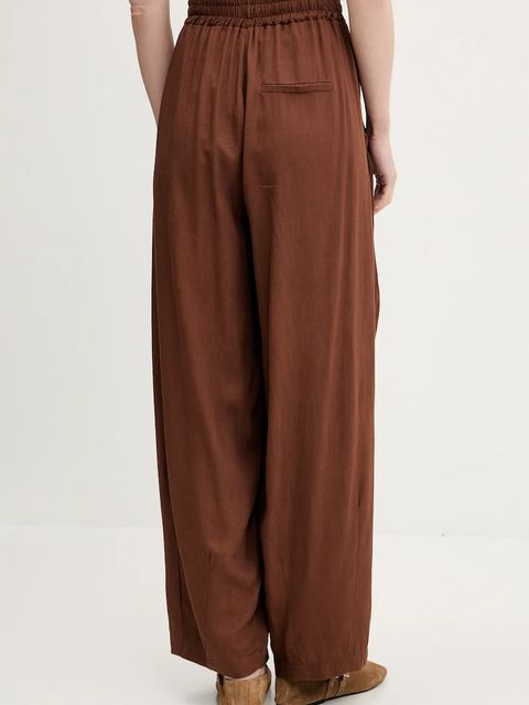 Answear.LAB spodnie z lnem damskie kolor brązowy proste high waist