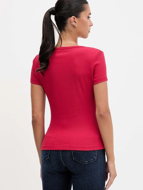 Tommy Jeans t-shirt damski kolor różowy DW0DW17385