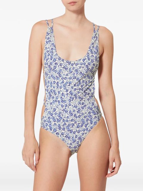 ISABEL MARANT Tenisia floral-print crossover-straps swimsuit - Blue