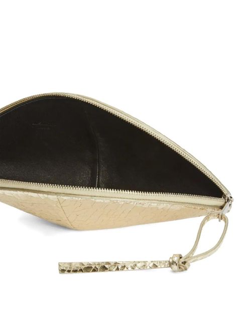 Jil Sander crackled curve leather clutch - Gold