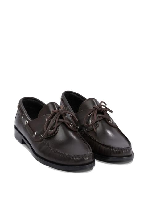 Aeyde HArris lace-up leather boat shoes - Brown
