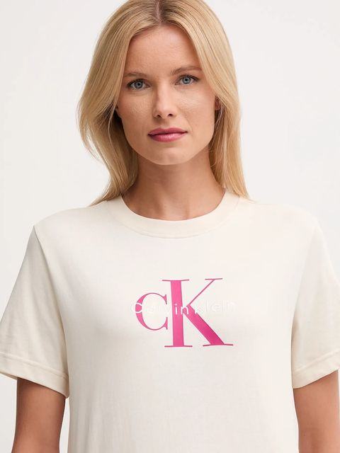 Calvin Klein Jeans t-shirt bawełniany damski kolor beżowy LV047B865G