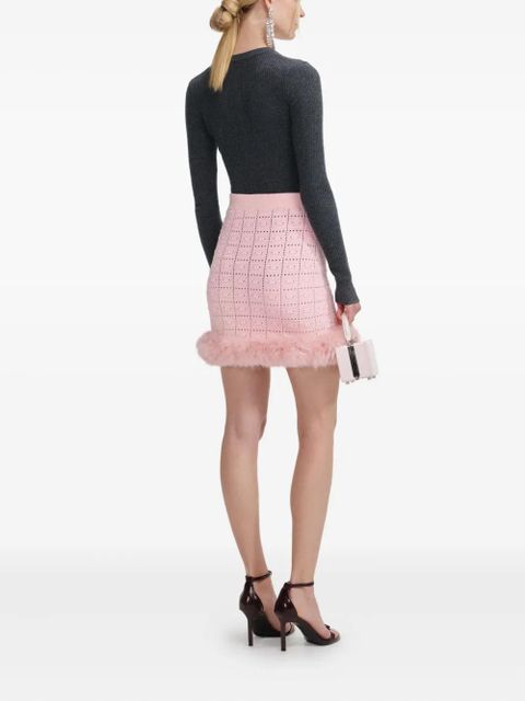 Self-Portrait faux fur-hem knitted mini skirt - Pink - zdjęcie produktu nr 2
