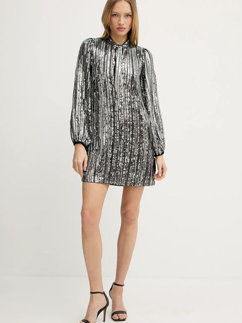 Pinko sukienka kolor srebrny mini prosta 104683 A2DE