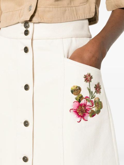 Valentino Garavani floral-print buttoned maxi skirt - Neutrals