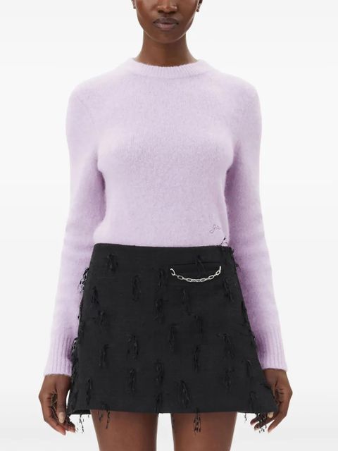 GANNI brushed long sleeve jumper - Purple