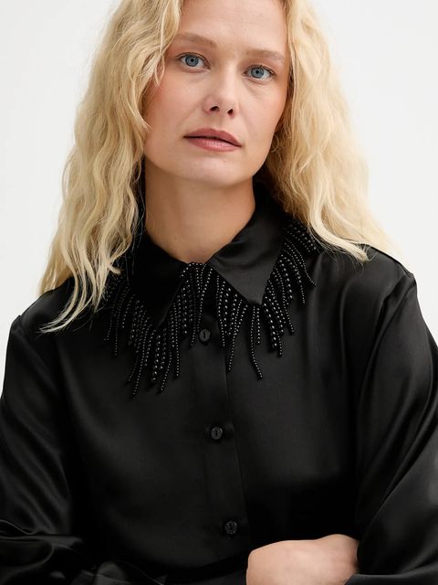 ISABELLE BLANCHE koszula damska kolor czarny regular z kołnierzykiem klasycznym IS25FW-C079-T008