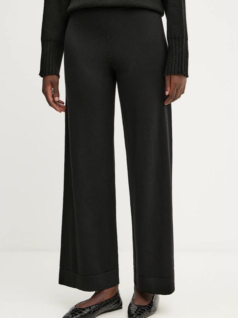Liviana Conti spodnie wełniane kolor czarny szerokie high waist CNTA16 - zdjęcie produktu nr 1