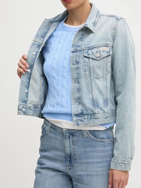 Calvin Klein Jeans kurtka jeansowa damska kolor niebieski przejściowa J20J224544