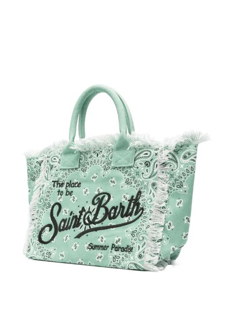 MC2 Saint Barth Vanity paisley-print frayed tote bag - Green - zdjęcie produktu nr 2