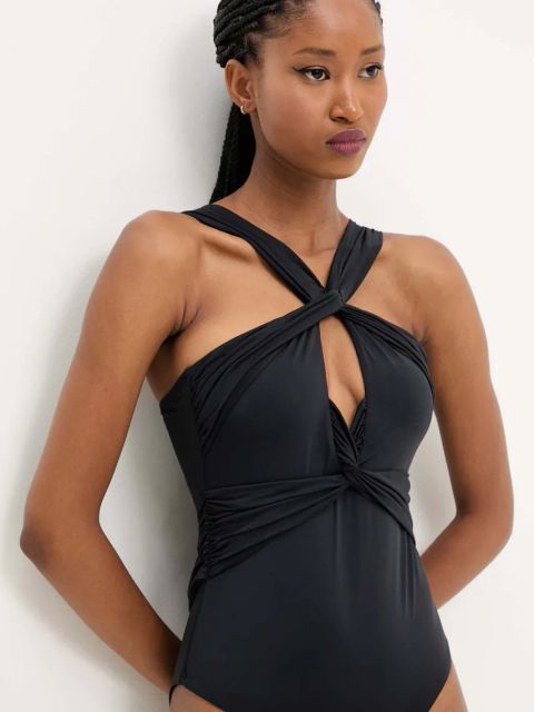 Answear.LAB jednoczęściowy strój kąpielowy kolor czarny lekko usztywniona miseczka