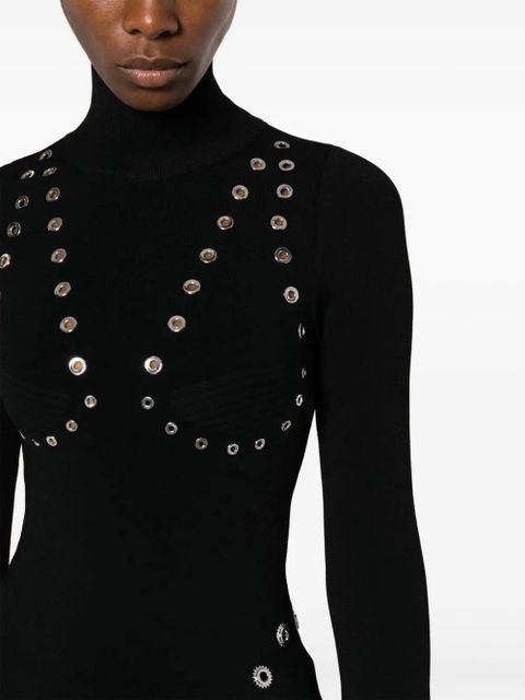 Off-White eyelet-embellished knitted top - Black