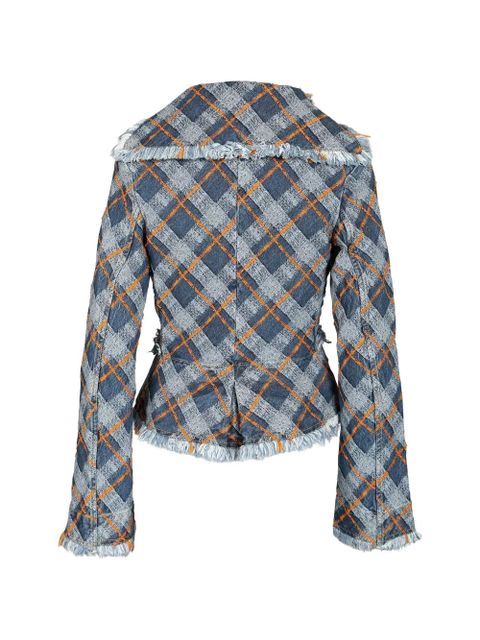 Vivienne Westwood fringed-check cotton jacket - Blue - zdjęcie produktu nr 2