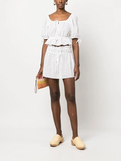 GANNI broderie anglaise organic cotton top - White