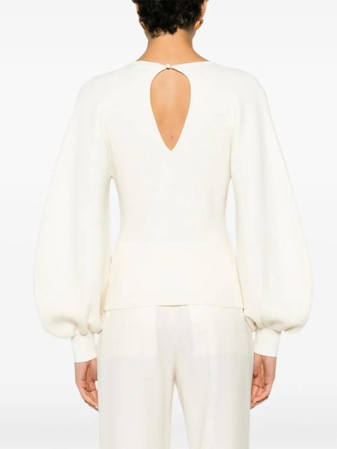 Chloé cut-out puff-sleeve sweater - Neutrals
