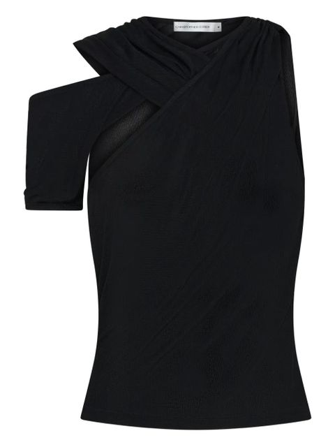 Christopher Esber draped one-shoulder rib top - Black - zdjęcie produktu nr 1