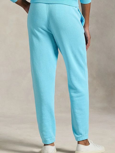 Polo Ralph Lauren spodnie dresowe damskie kolor turkusowy gładkie 211971694