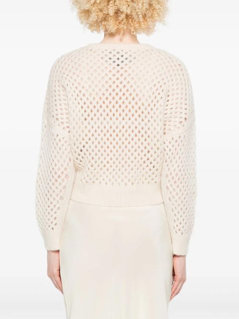 Max Mara open-knit long-sleeve sweater - White