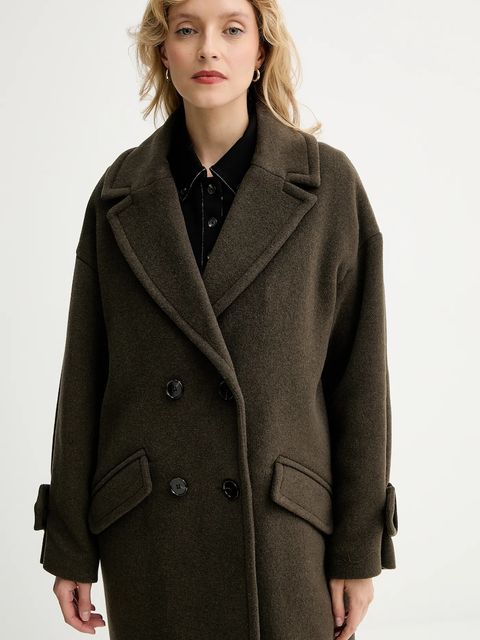 Sessun płaszcz z wełną kolor zielony 25112001